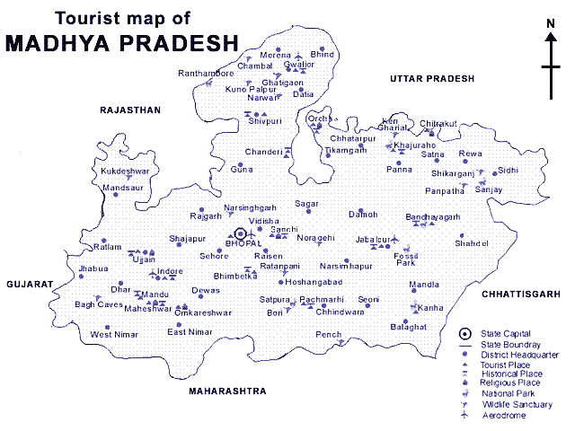 Madhya Pradesh Tourist Map