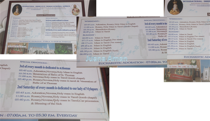 Mass, Rosary & Adoration timings at St. Thome Cathedral, Chennai