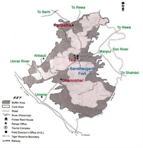 Map of Bandhavgarh National Park