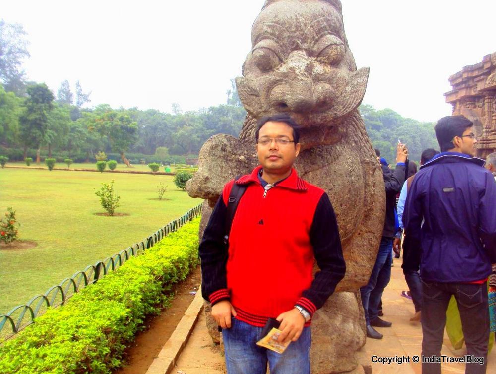 standing in front of Lingaraja Temple