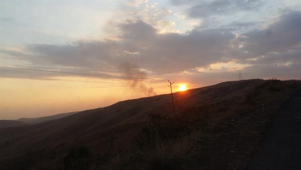 Sunset near the caves at Sohra