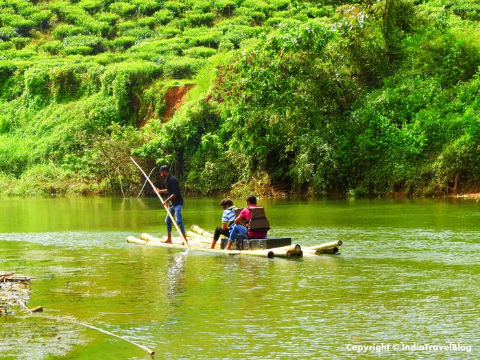 A beautiful site of Bamboo river rafting in Wayanad