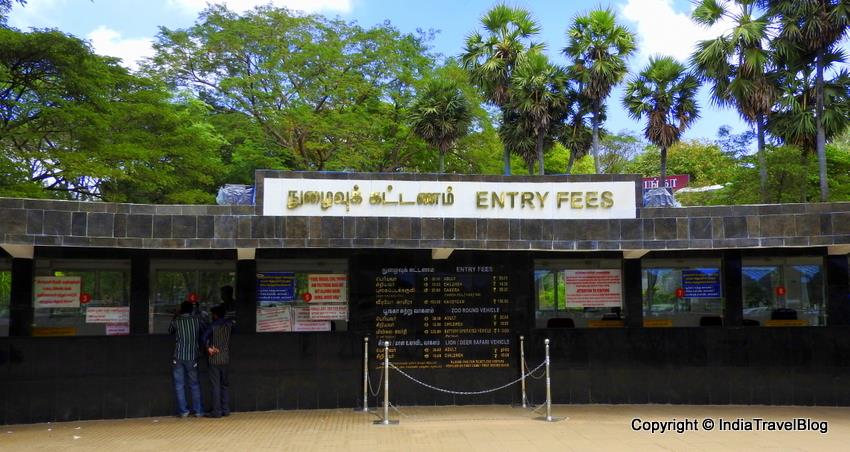 Ticket counter of the zoo in Chennai
