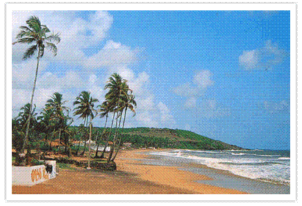 The view of the Anjuna Beach in Goa